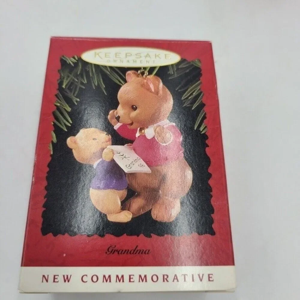 Vintage 90s Hallmark Grandma Christmas Ornament Grandpa Dogs Bears Lot 2